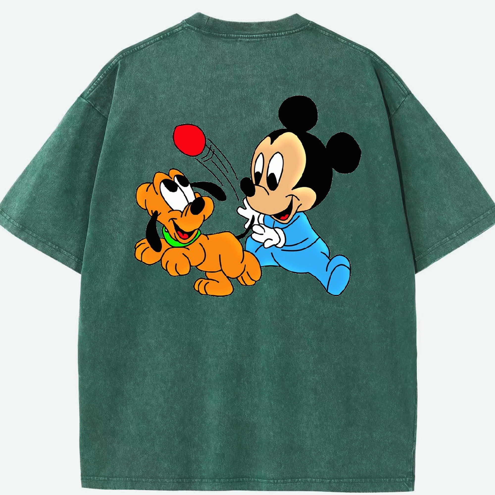 （画像用） ミッキーマウス Mickey Mouse 綿100% ヴィンテージ風 半袖Tシャツ（背面プリント）